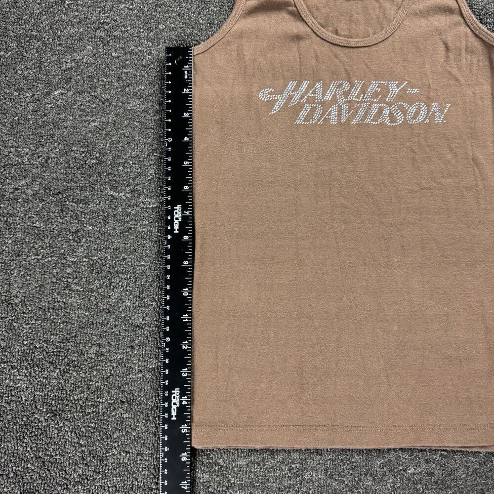 Harley Davidson Women's Brown Bedazzled Rhinestone Tank Top Size Medium Y2K - Picture 7 of 12